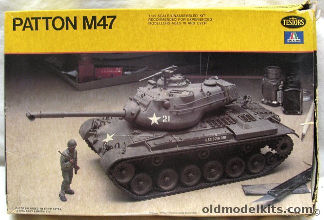 Testors 1/35 M47 (M-47) Patton Tank - US Army / West Germany / Italy / France, 802 plastic model kit